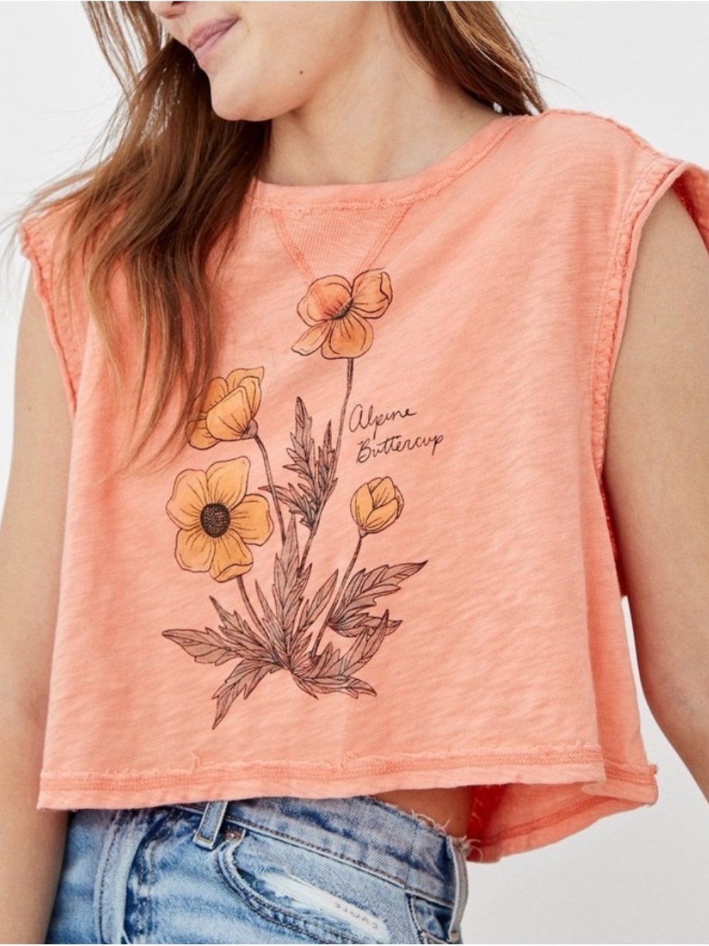 NWT American Eagle Cottagecore Granolagirl Floral Cotton Muscle Tank size small
